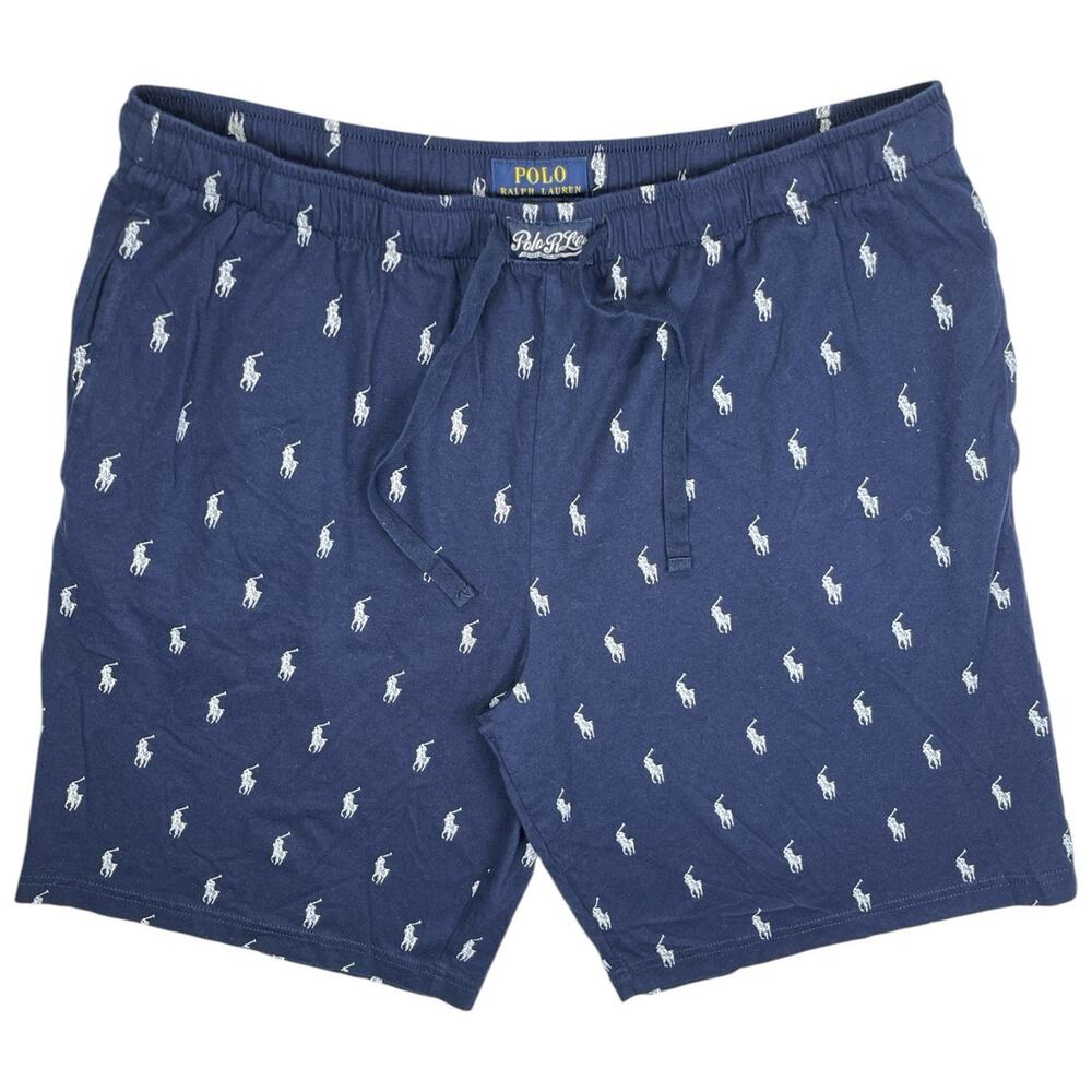 Polo Ralph Lauren Sleep Shorts XL Navy Blue White Pony Logo PK05SR